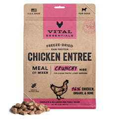 Vital Essentials nibs pollo crujiente en tazón, fuente de proteína completa para perros