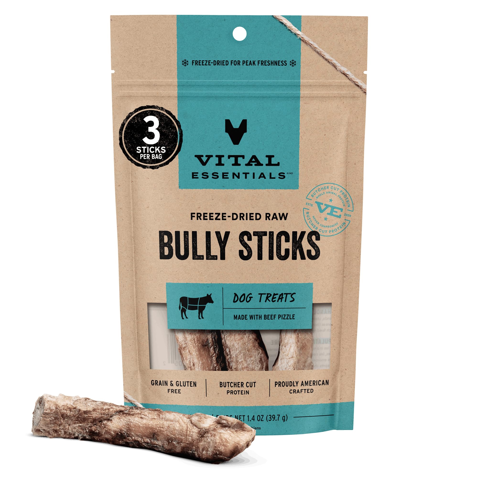 Vital Essentials palitos bully deshidratados: snack proteico para perros sin granos