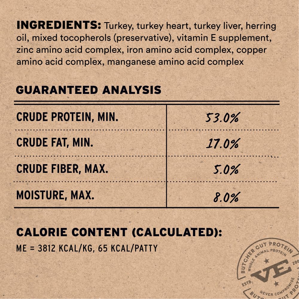 Vital Essentials pavo mini pastelitos, fuente de proteína de origen animal para músculos saludables
