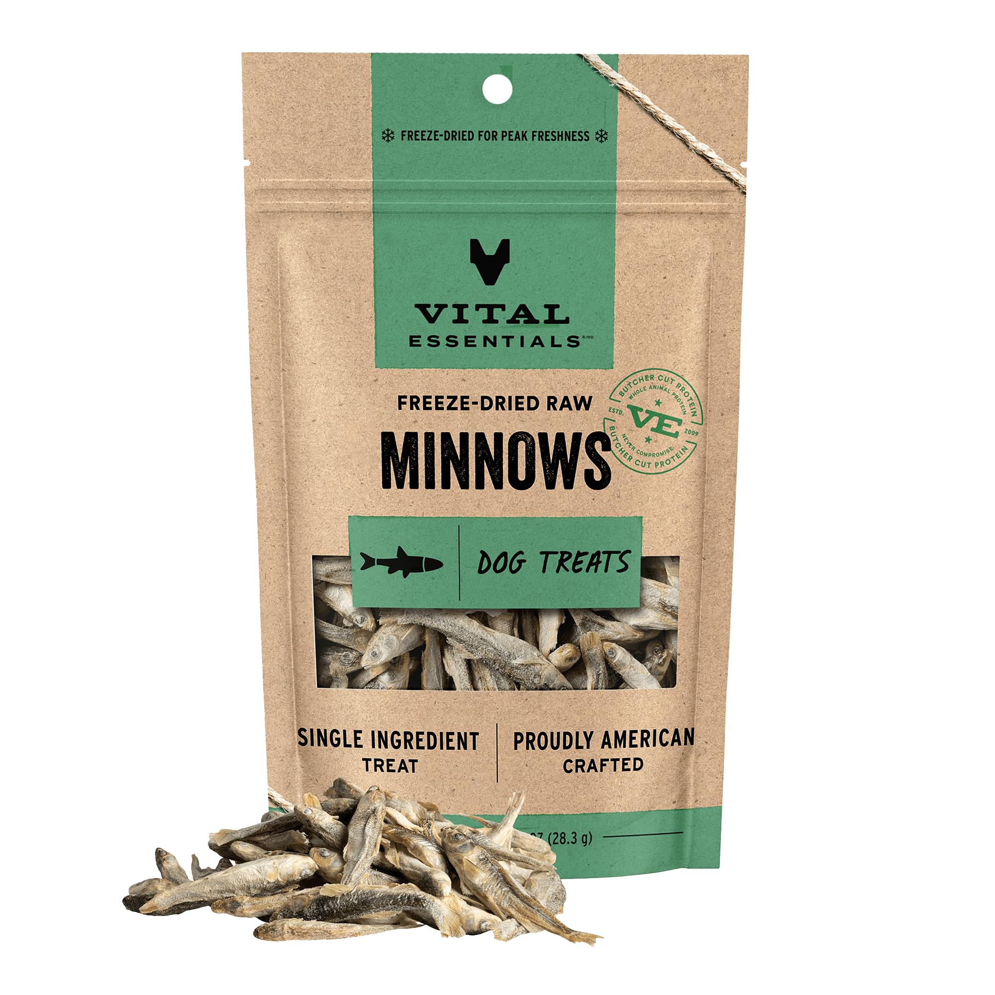 Golosina Vital Essentials: peces liofilizados, bolsa de una onza, para premio diario