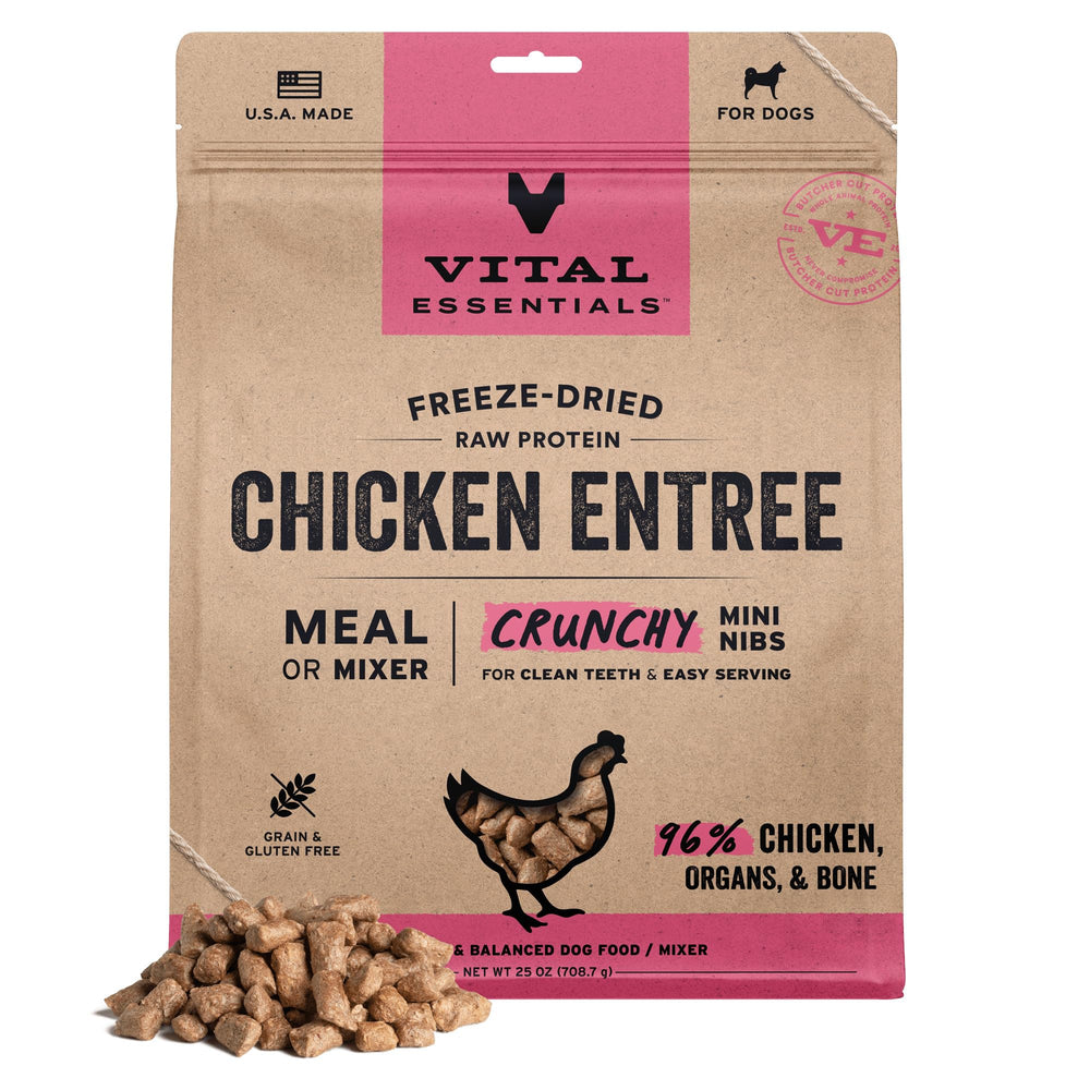 Vital Essentials: trocitos crujientes de pollo crudo liofilizado para la comida diaria