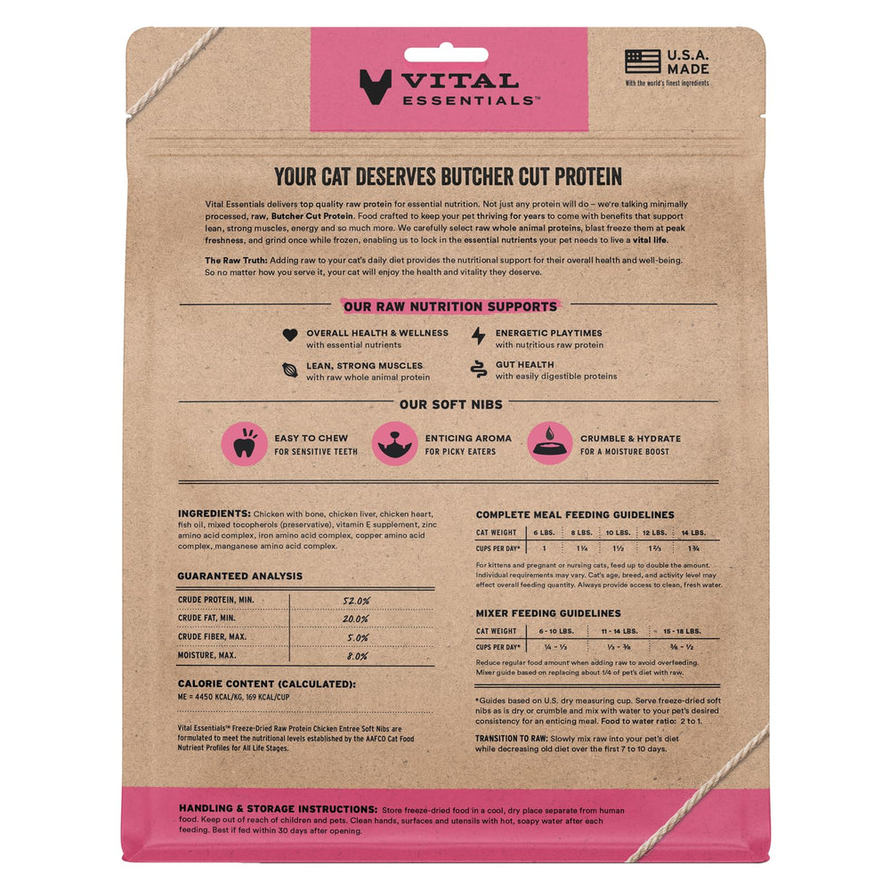 Vital Essentials trocitos pollo liofilizados porciones listas para servir en cuenco