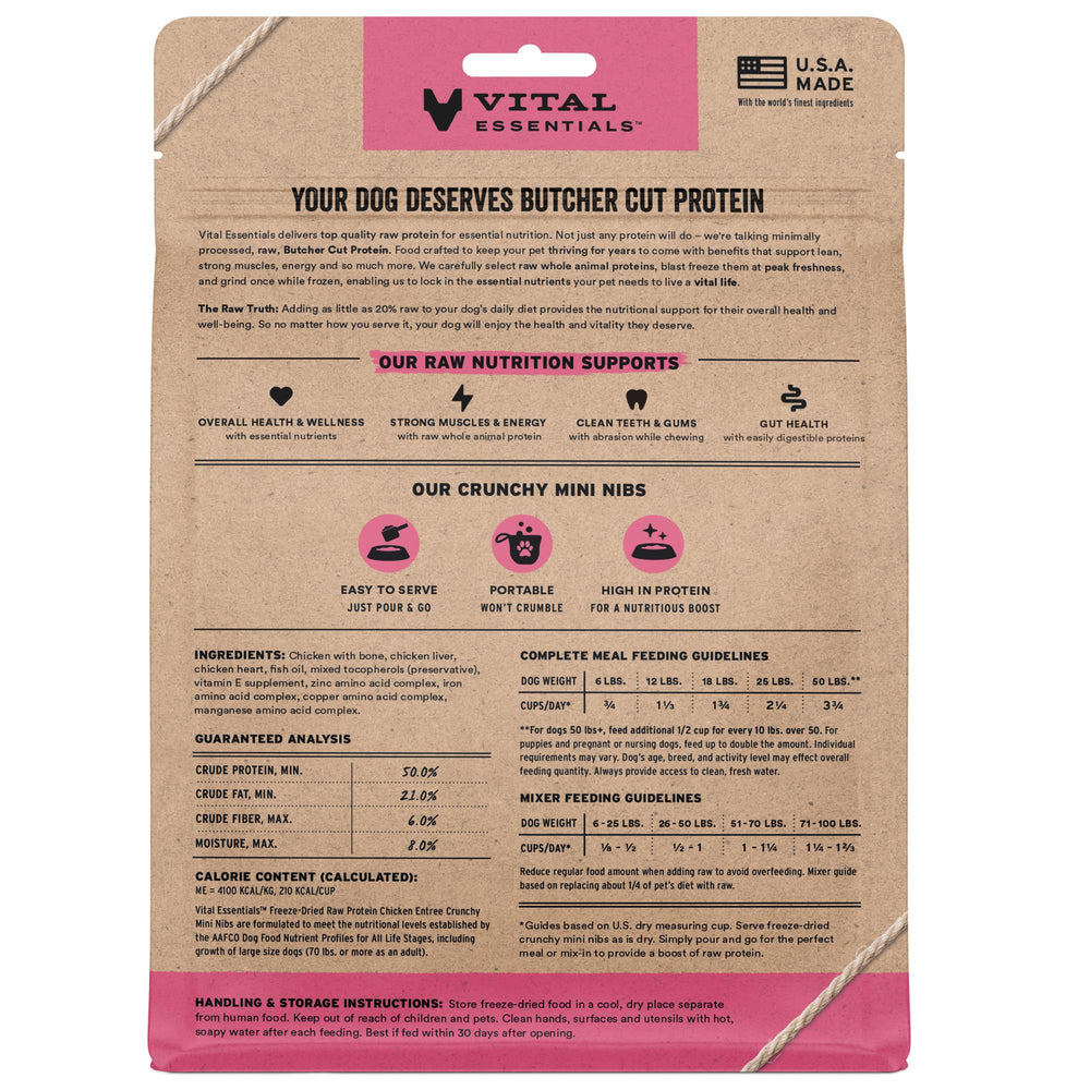 Vital Essentials trozos crujientes de pollo, fuente de proteína de calidad
