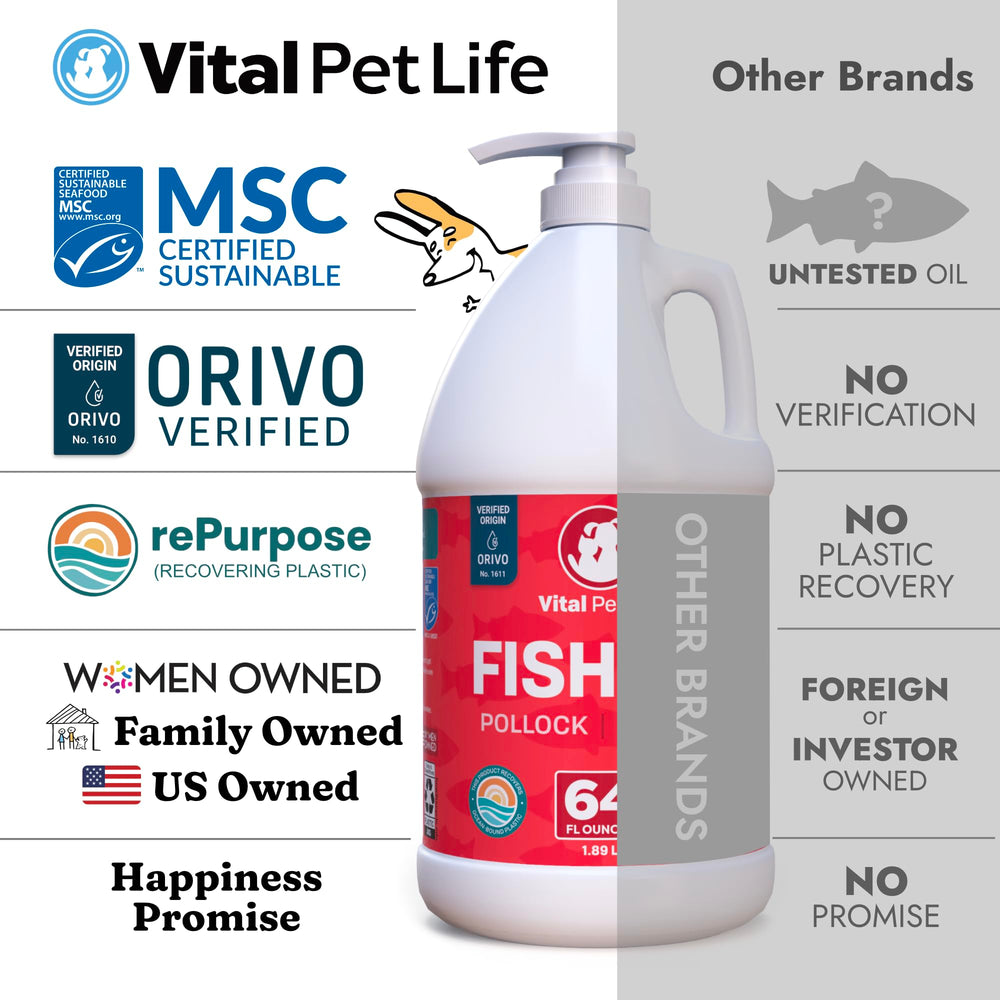 Vital Pet Life Aceite de Pescado para Perros: fuente sostenible