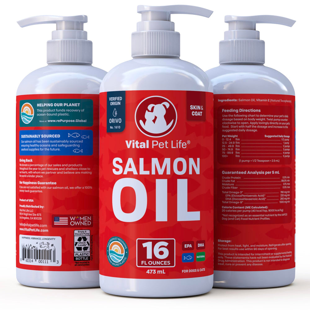 Vital Pet Life aceite de salmón, piel sana y pelaje radiante.