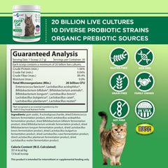 Vital Planet Flora Cat Probiotico con cucharilla-medida para añadir al alimento.
