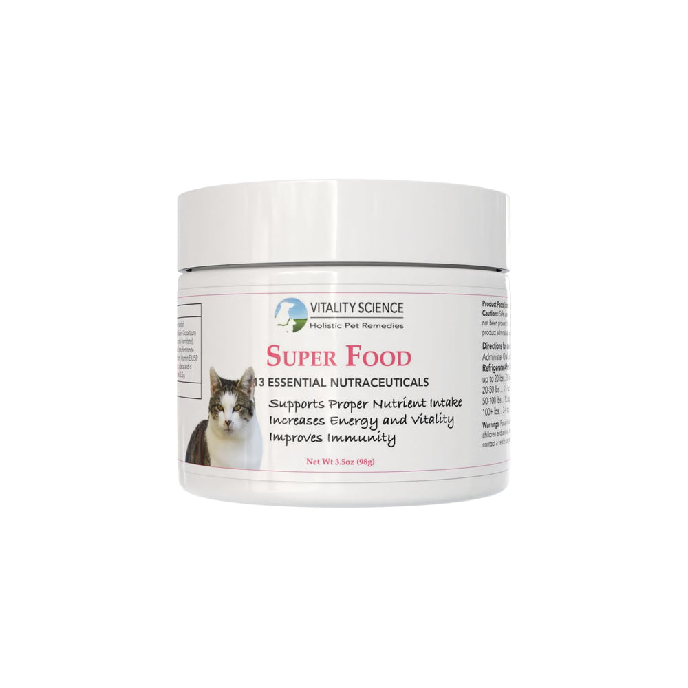 Vitality Science Superalimento para gatos, bote de polvo que aporta energía diaria.