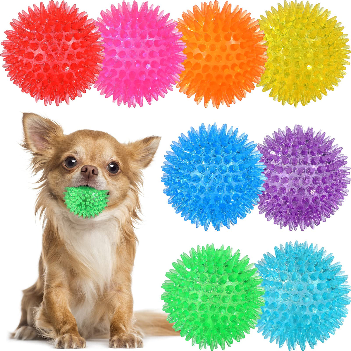 Bola espinosa VITEVER de 2,5 pulgadas para perros pequeños, segura para masticar.