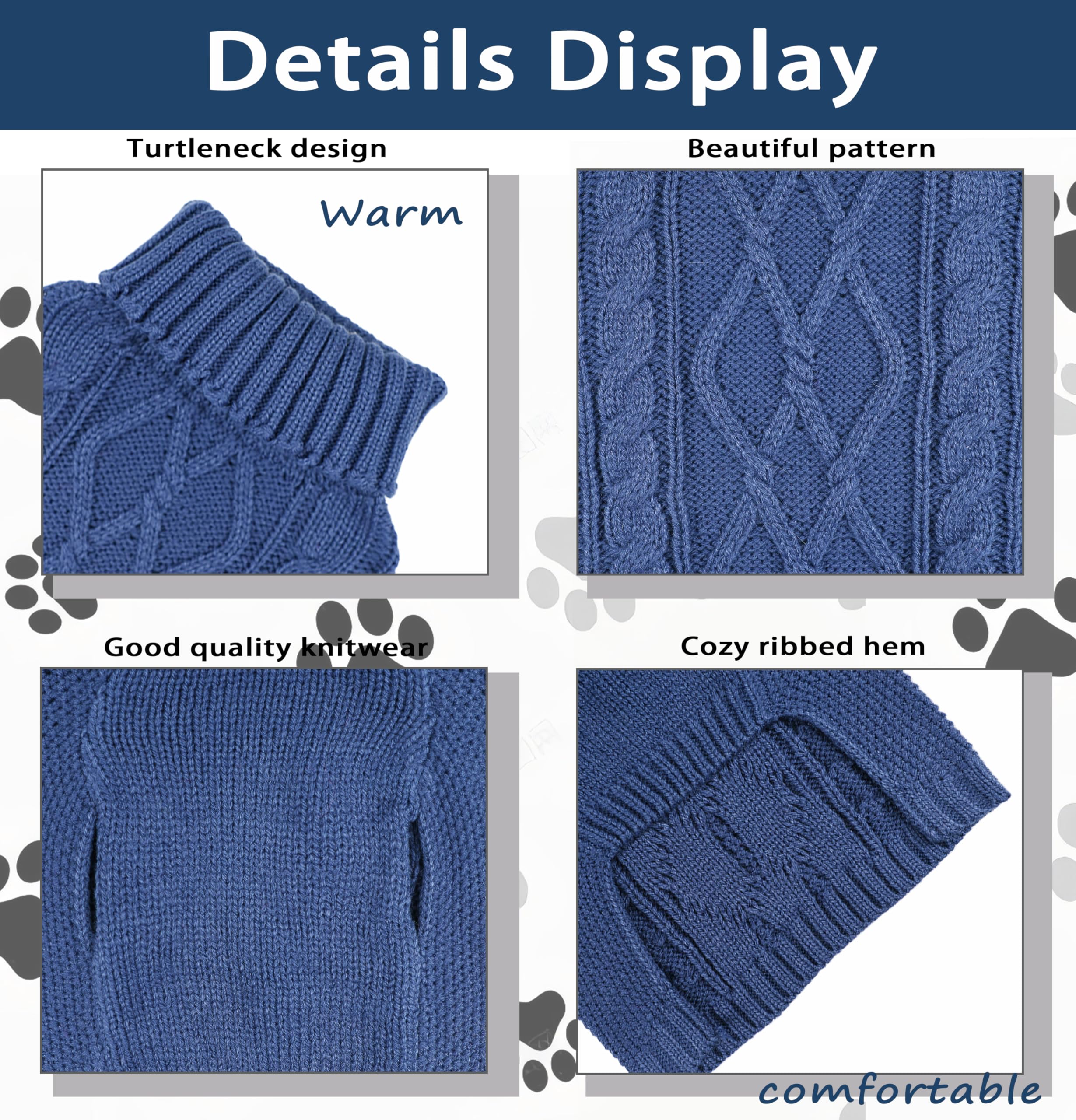 Viunimo detalle cuello tortuga, sudadera para perro, mantiene el cuello caliente en días fríos.