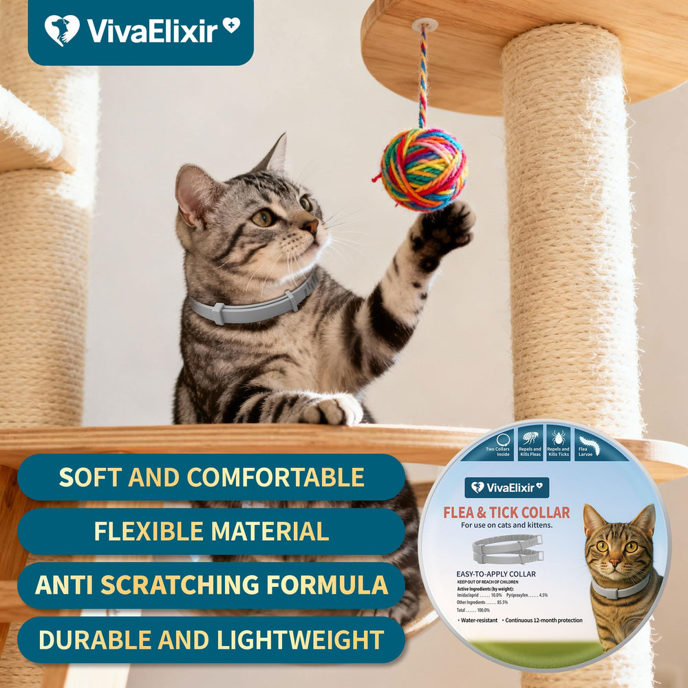 Incluye dos collares VivaElixir para gatos en el pack.