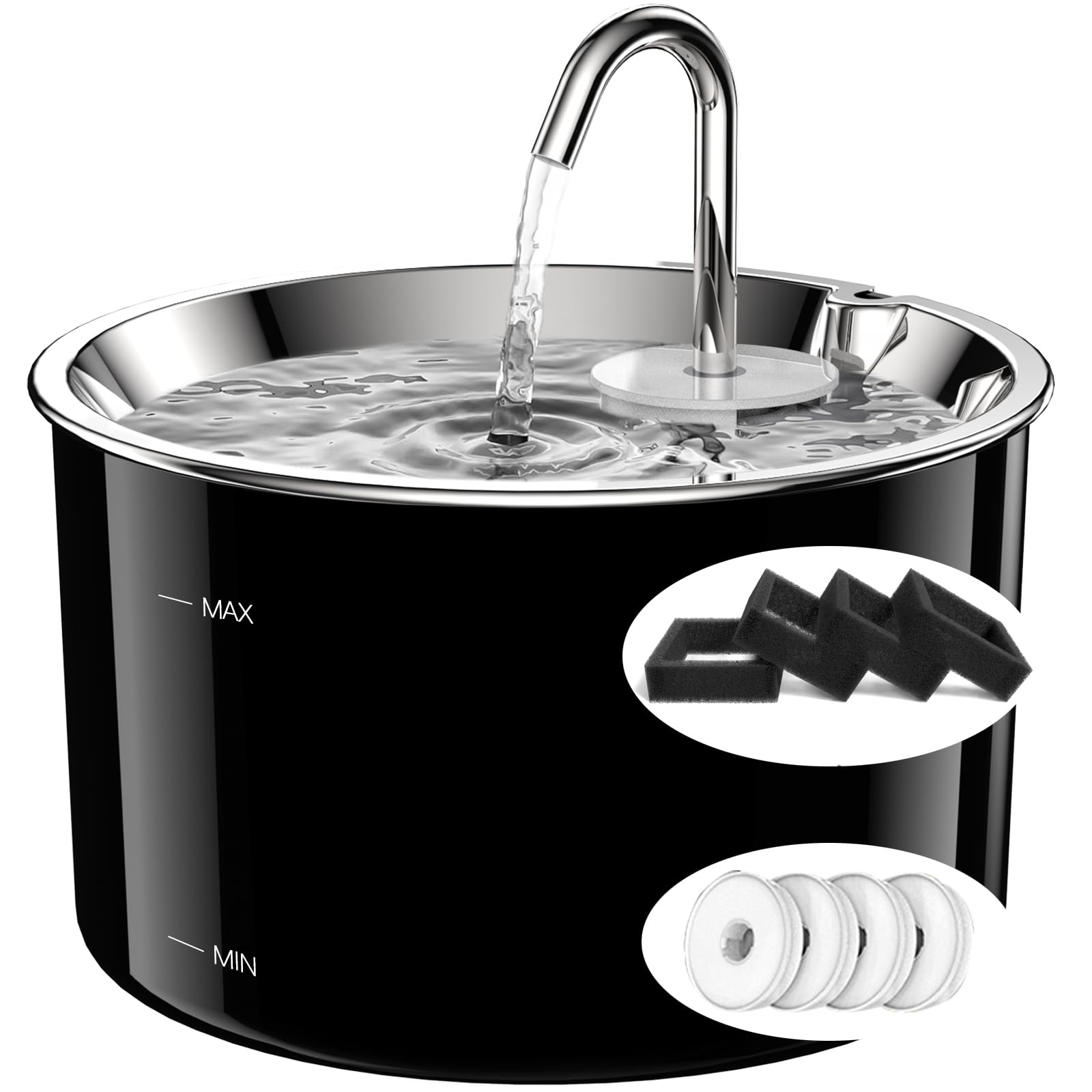 Bebedero VIVIDORAMA para gatos en acero inoxidable, 3 L, fácil de limpiar