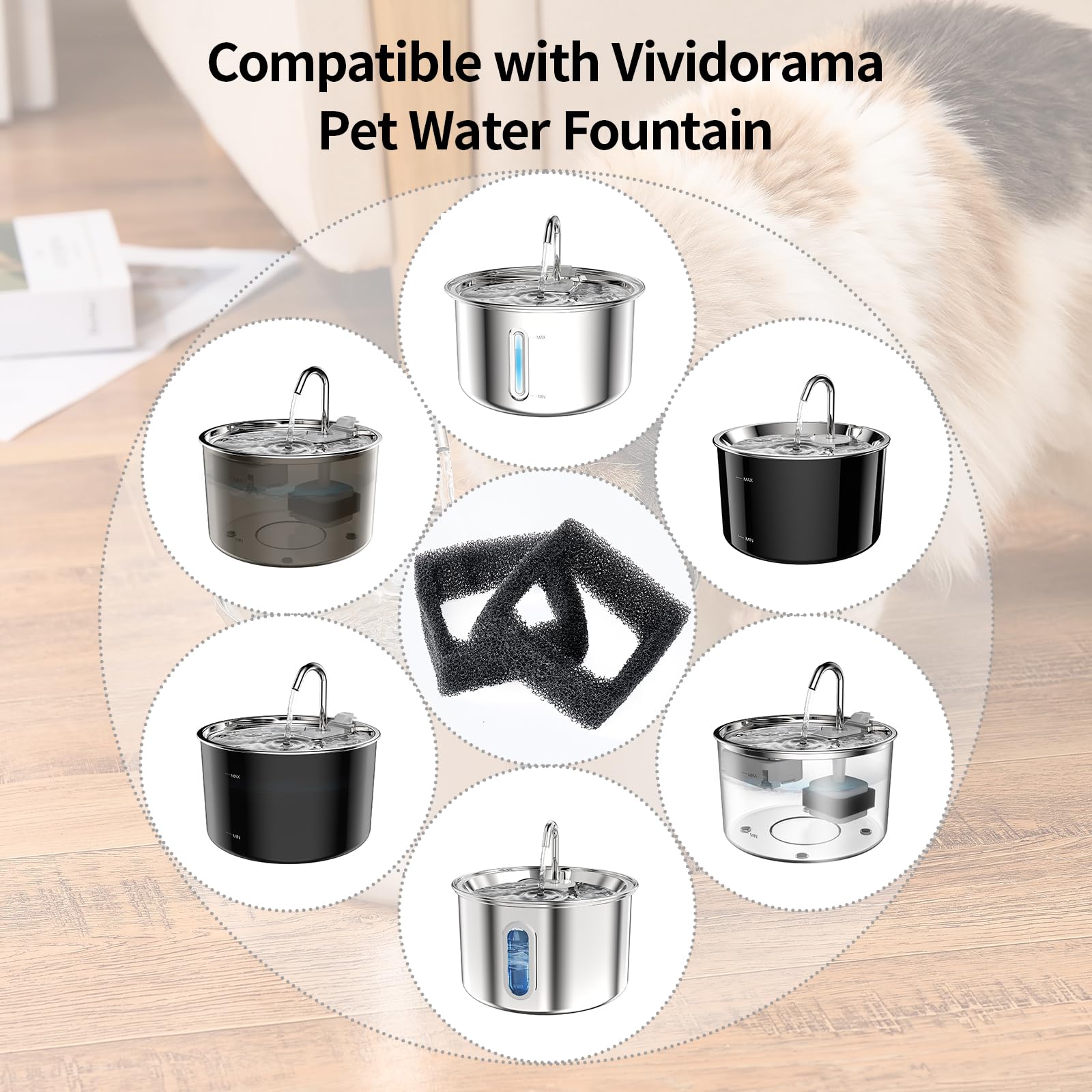 VIVIDORAMA kit 8 filtros de espuma, reemplazo práctico para la fuente
