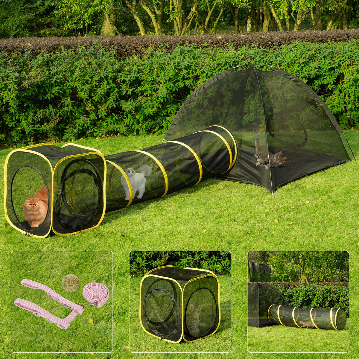VIVOHOME Catio exterior: tienda para gatos, espacio seguro al aire libre para explorar.