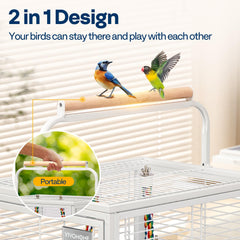 VIVOHOME jaula transporte aves hierro forjado 19p base con separación 0.6 pulgadas, seguridad para saltos.