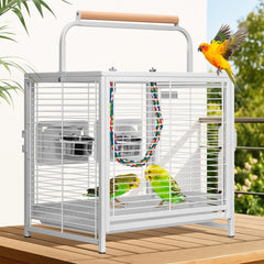 VIVOHOME jaula transporte aves hierro forjado 19p frontal, estructura resistente para viajes seguros.