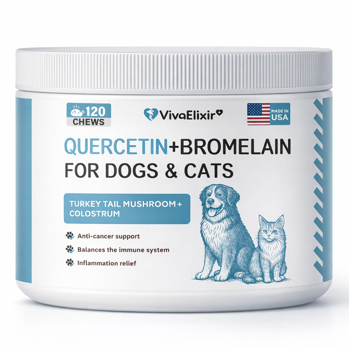 VivaElixir Alivio para perros con quercetina y bromelina, alivio suave para alergias.