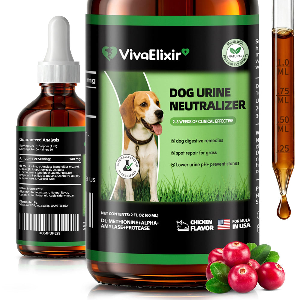 VivaElixir para perros, gotas en botella, facilita dosis diarias para el cuidado del césped