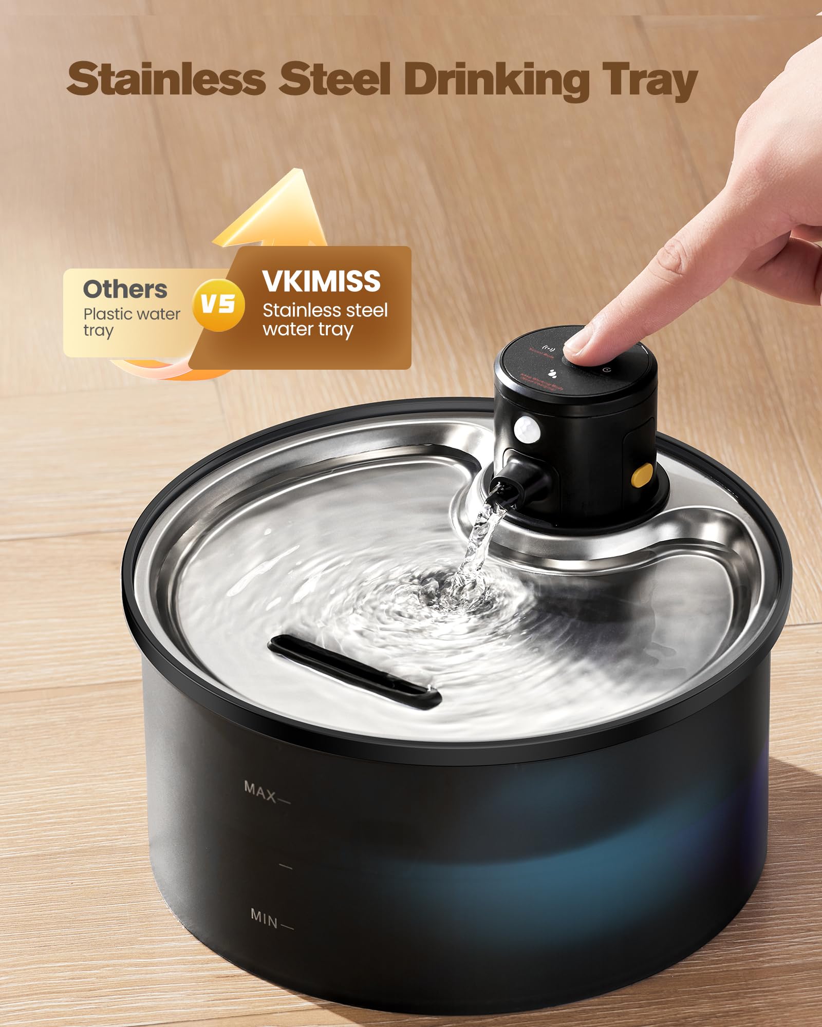 VKIMISS bebedero para gatos con diseño desmontable para limpieza rápida.