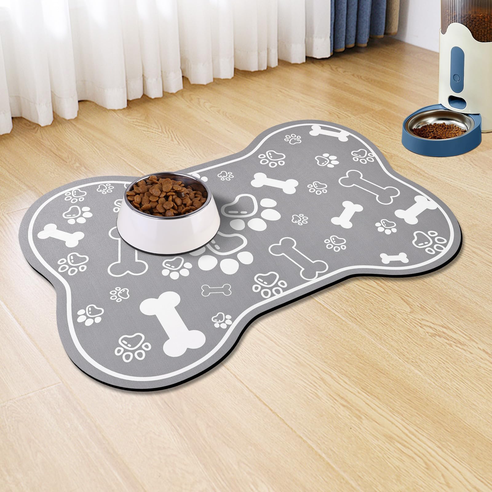 Voanos tapete para alimentación de perros y gatos, forma de hueso, protege el área de comida.