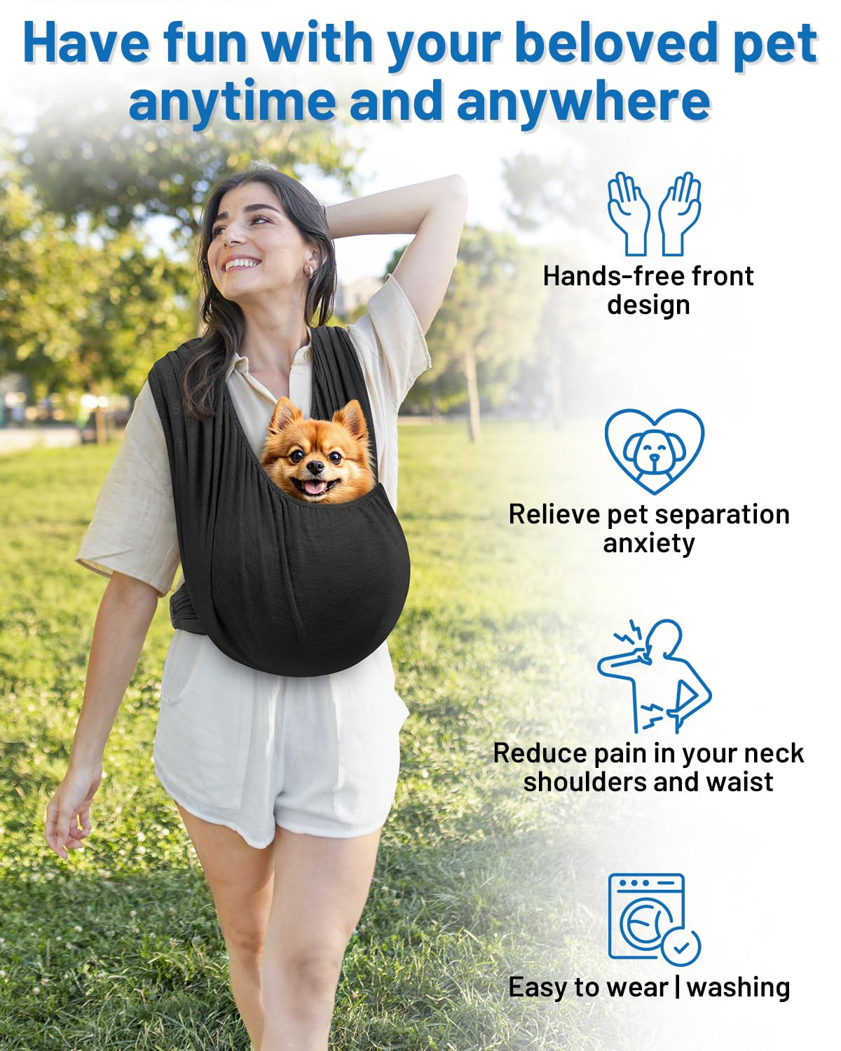 Vokvaktak bandolera para perro pequeño, uso manos libres durante caminatas.
