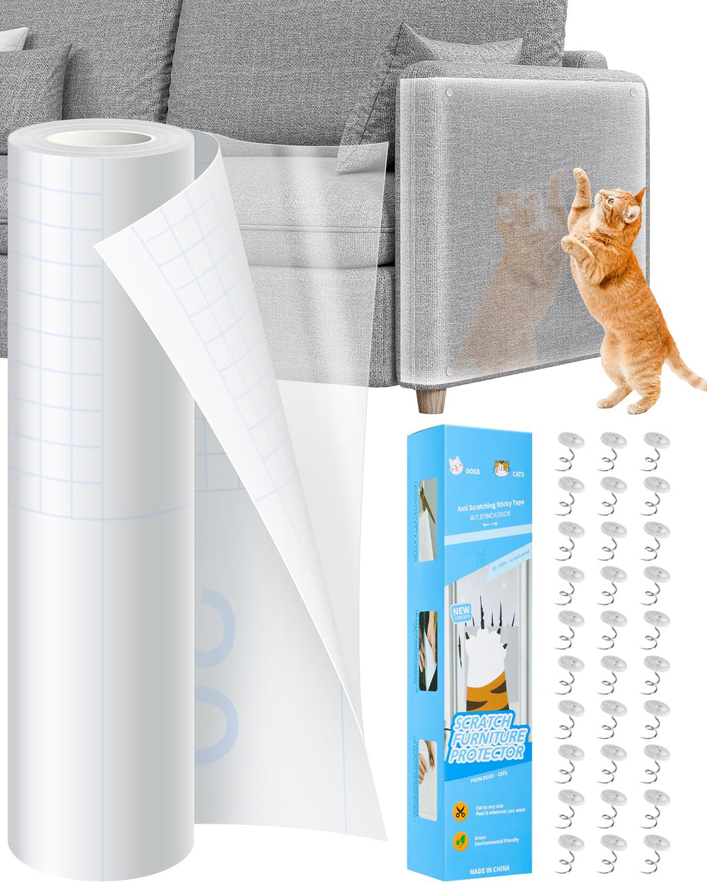 Vokvaktak protector de mueble transparente protege contra rayaduras del gato.