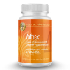 Voltrex vertido en botella para medir dosis y apoyar articulaciones.
