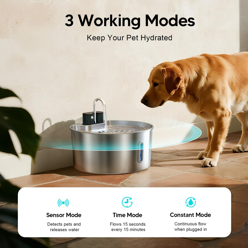 Voluas filtración de cuatro capas mantiene el agua limpia para tu mascota.
