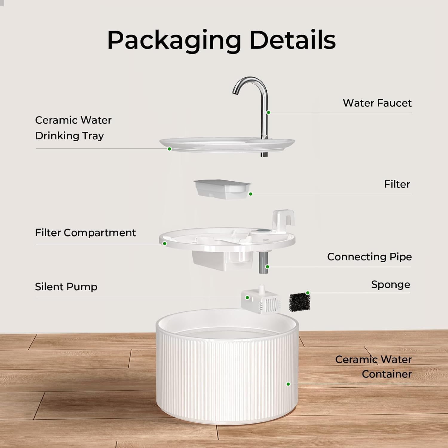 Voluas flujo agua dinámico, caudal o burbujeante para favorecer hidratación.