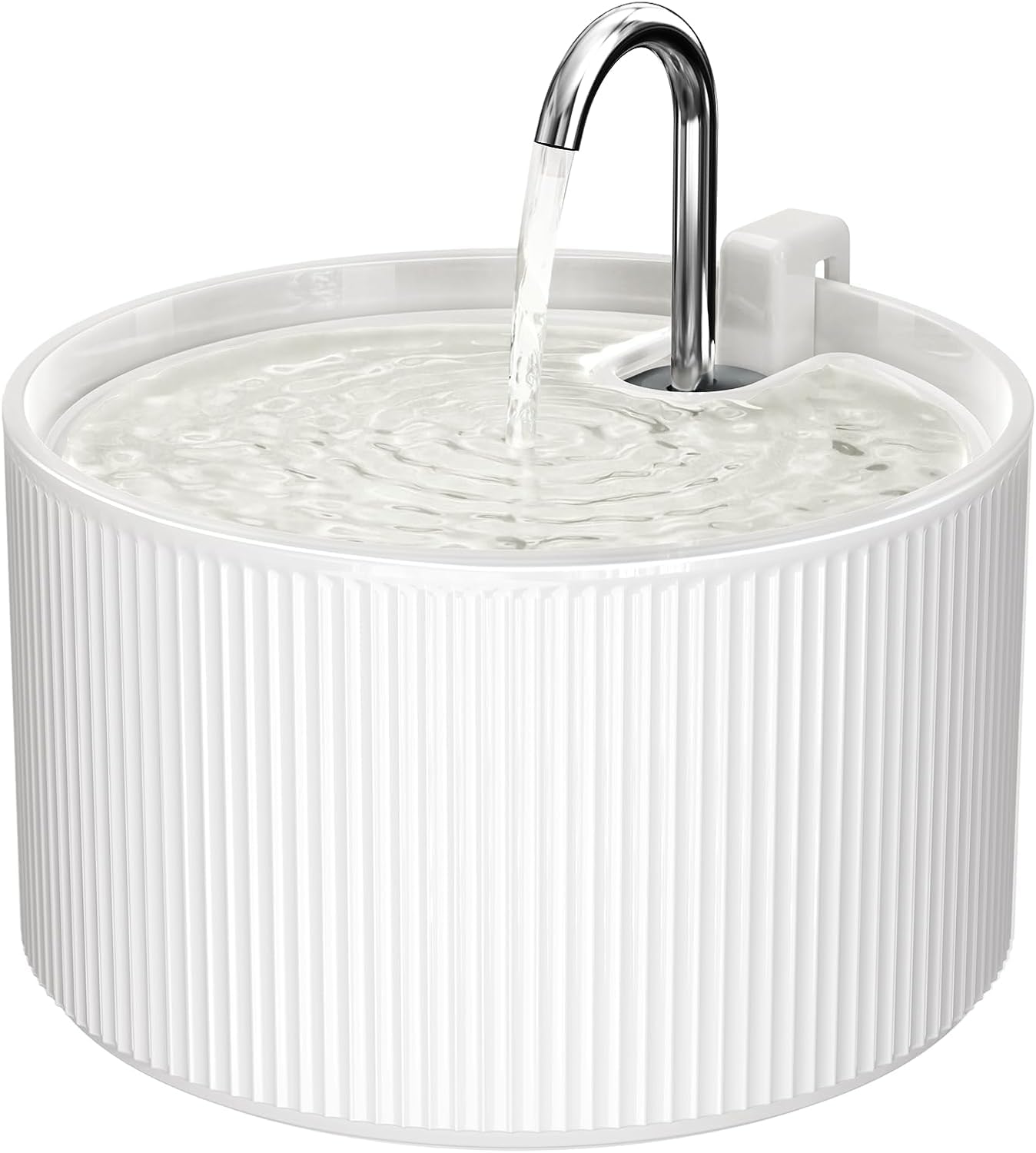 Voluas fuente cerámica para gatos, vista frontal, fomenta consumo de agua saludable.