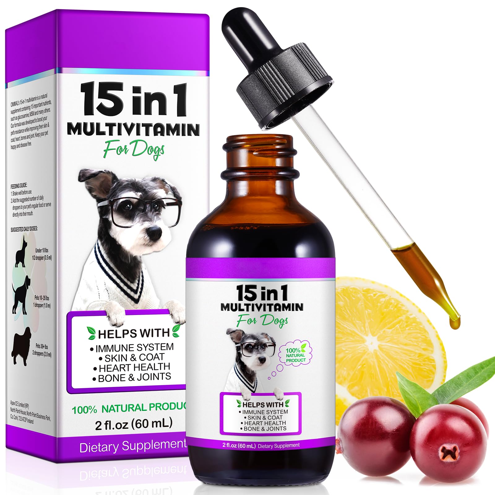 VOSIFSDIY multivitamínico para perros, gotas en botella, apoyo a la movilidad.