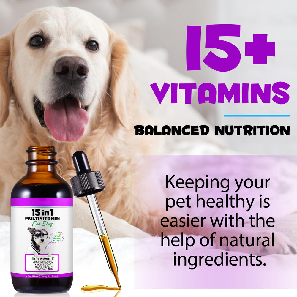 VOSIFSDIY multivitamínico para perros, vidrio medidor para dosis precisas.