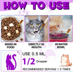 Etiqueta de VOSIFSDIY Gato Multivitaminas; información clara para uso diario.