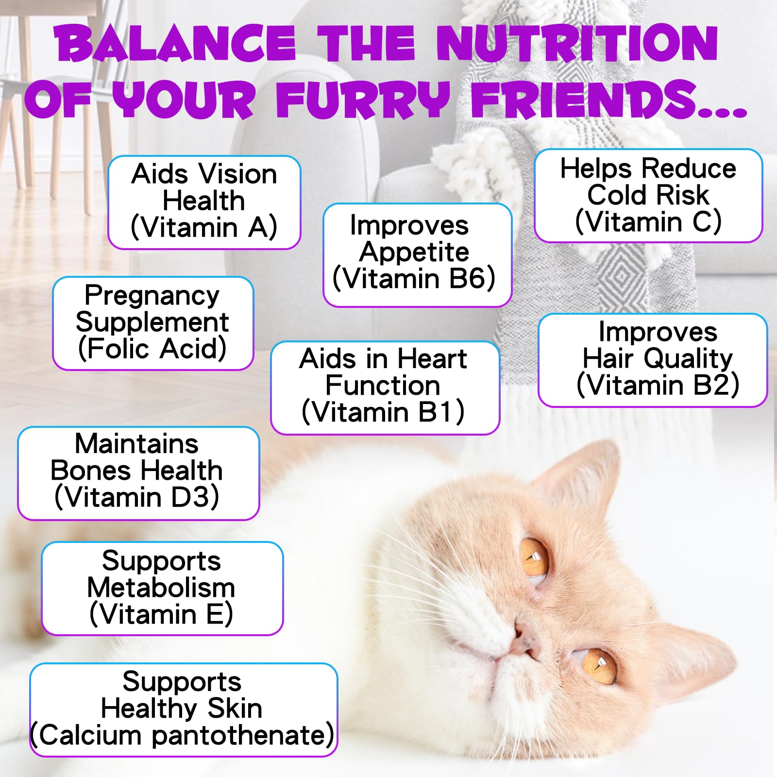 Apoyo al sistema inmunológico de tu gato con VOSIFSDIY Gato Multivitaminas.