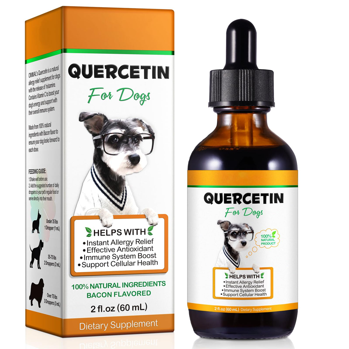 Quercetina para perros de VOSIFSDIY: botella para uso diario y apoyo general.