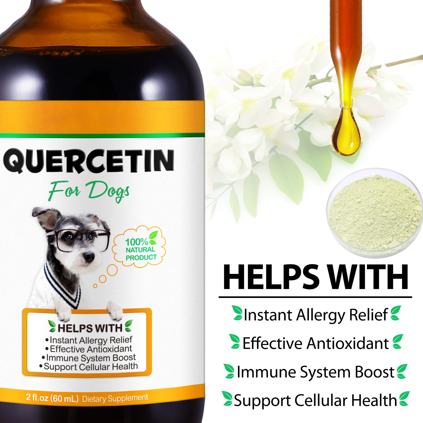 Quercetina para perros de VOSIFSDIY: dosificación precisa con cuentagotas.