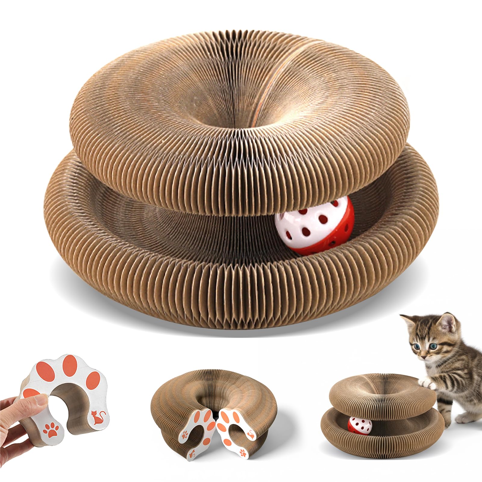 VOXGET gato-rascador-juguete-bolas-campanas para juego activo y alivio del estrés
