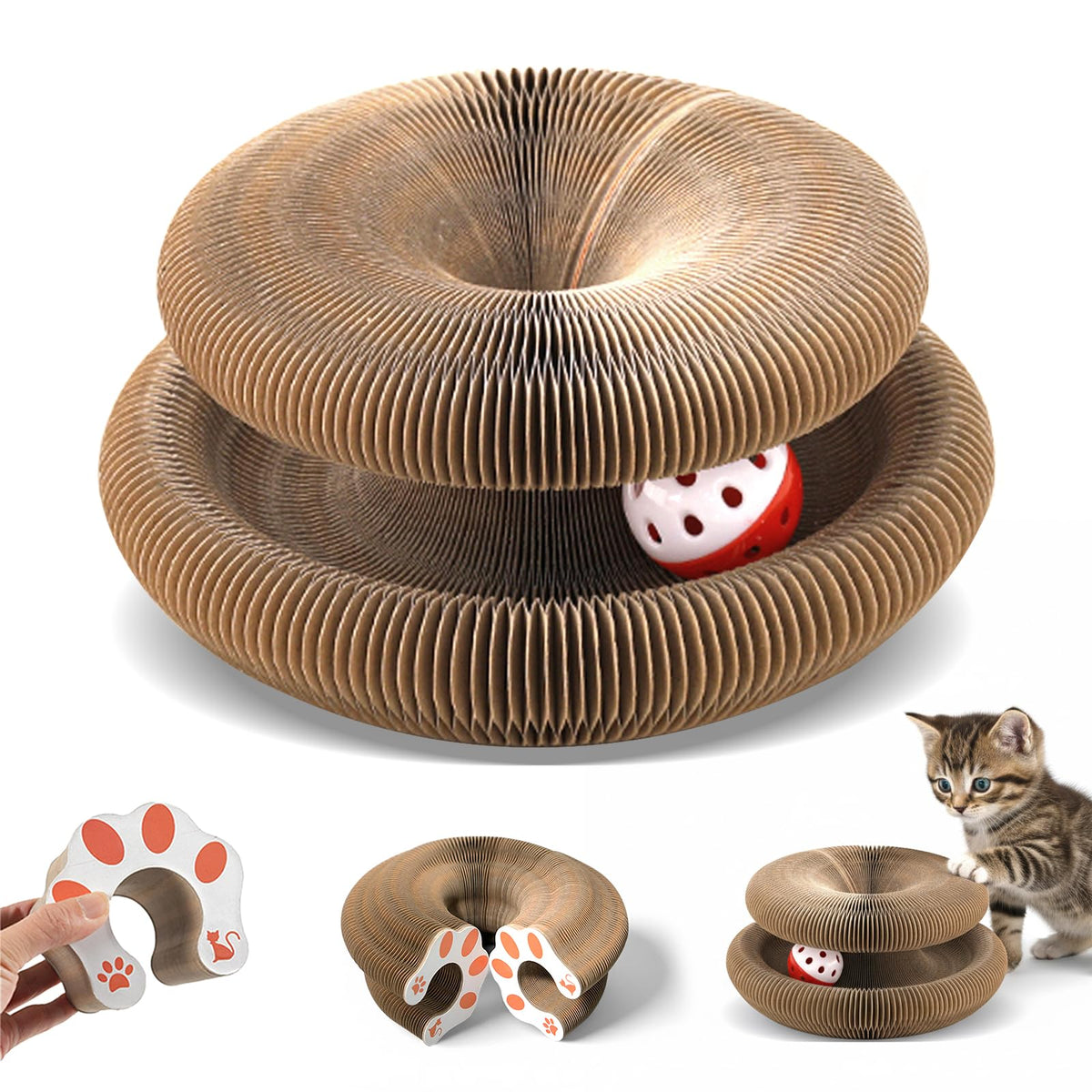 VOXGET gato-rascador-juguete-bolas-campanas para juego activo y alivio del estrés