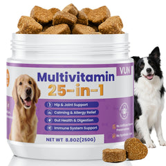 VUN perro multivitamínico 25 en 1 masticables para vitalidad diaria.