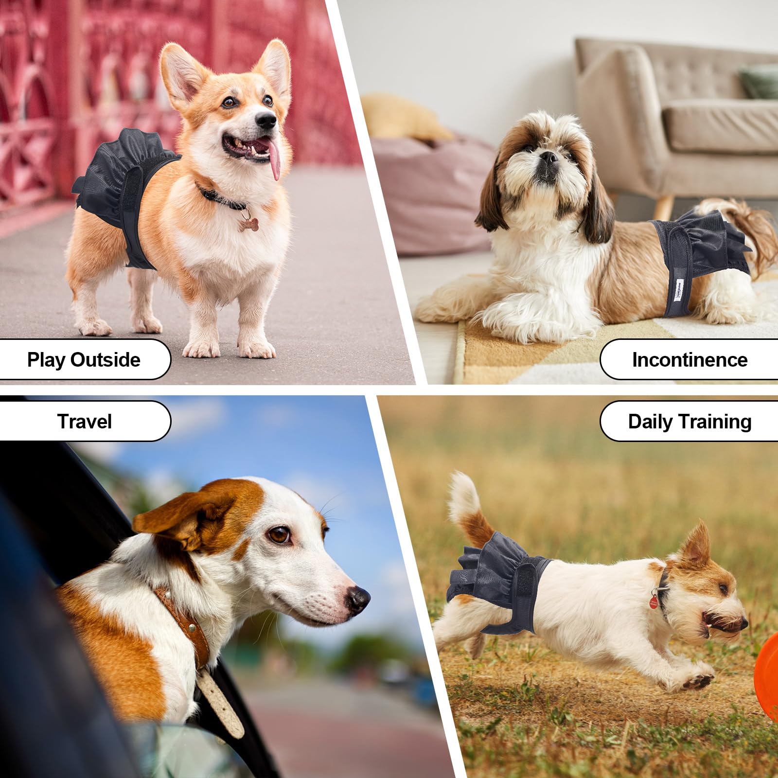 Pañales reutilizables para hembras caninas VUNCESSIN, lavables a máquina y duraderos.
