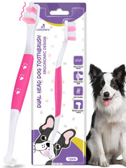 VVHOMIFE cepillo dental para perros con dos cabezas y cerdas onduladas de 60° para limpieza profunda