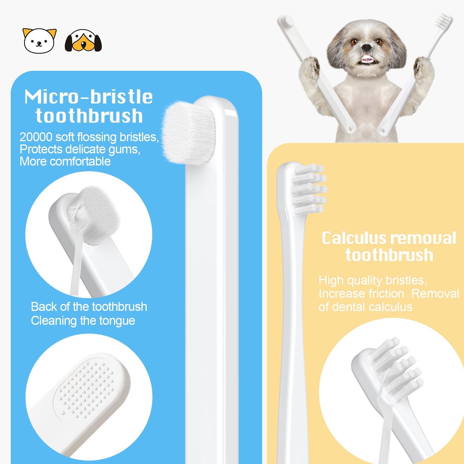 VVHOMIFE cepillos dientes perritos 360 grados para cepillado cómodo