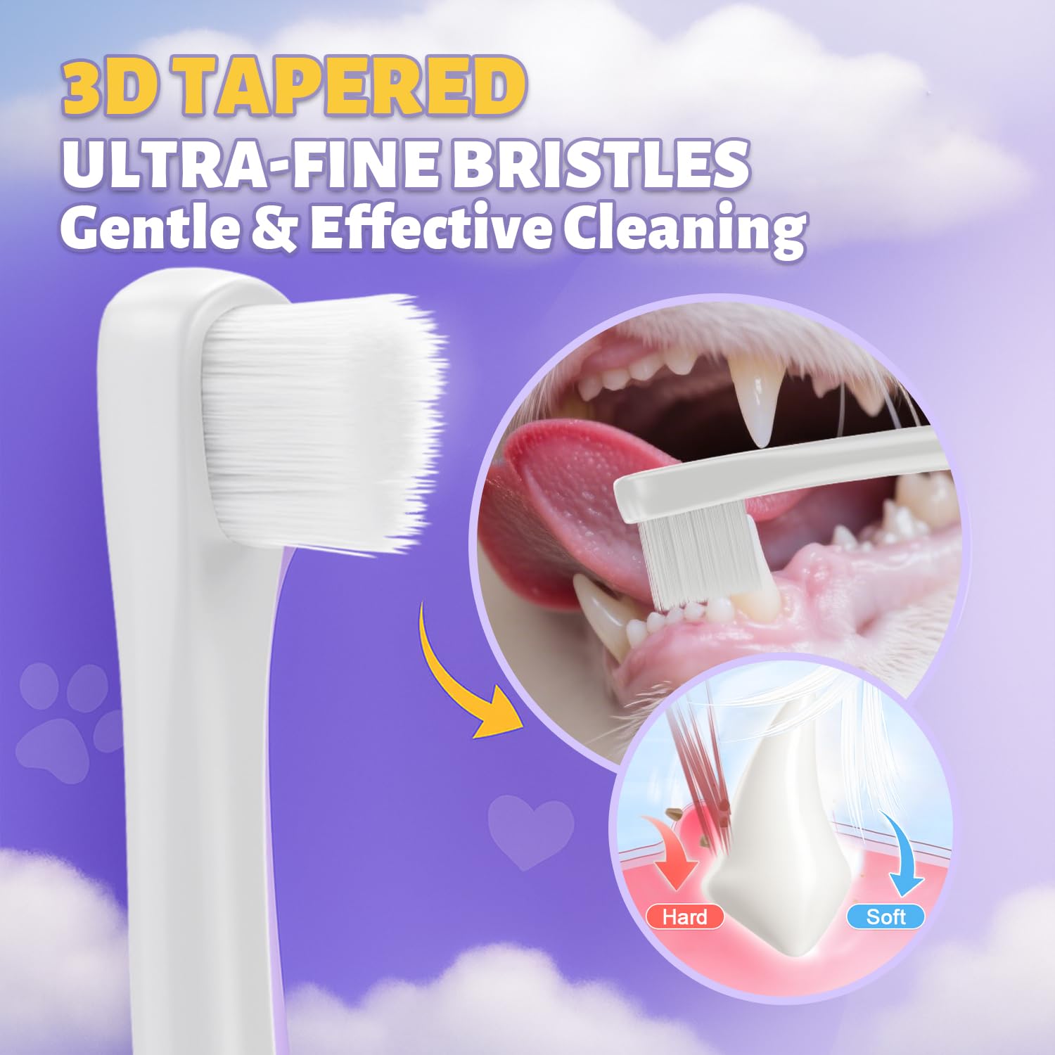 VVHOMIFE: cepillo para gatos, cuello cisne 20° facilita acceso a dientes traseros.