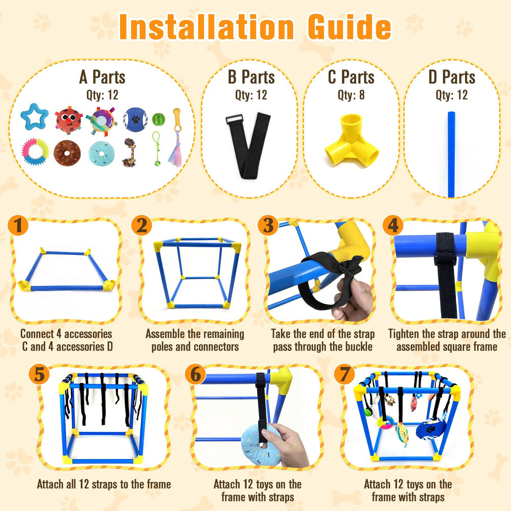 Cuerdas de felpa removibles para juego independiente en VYNALTIX Puppy Play Gym
