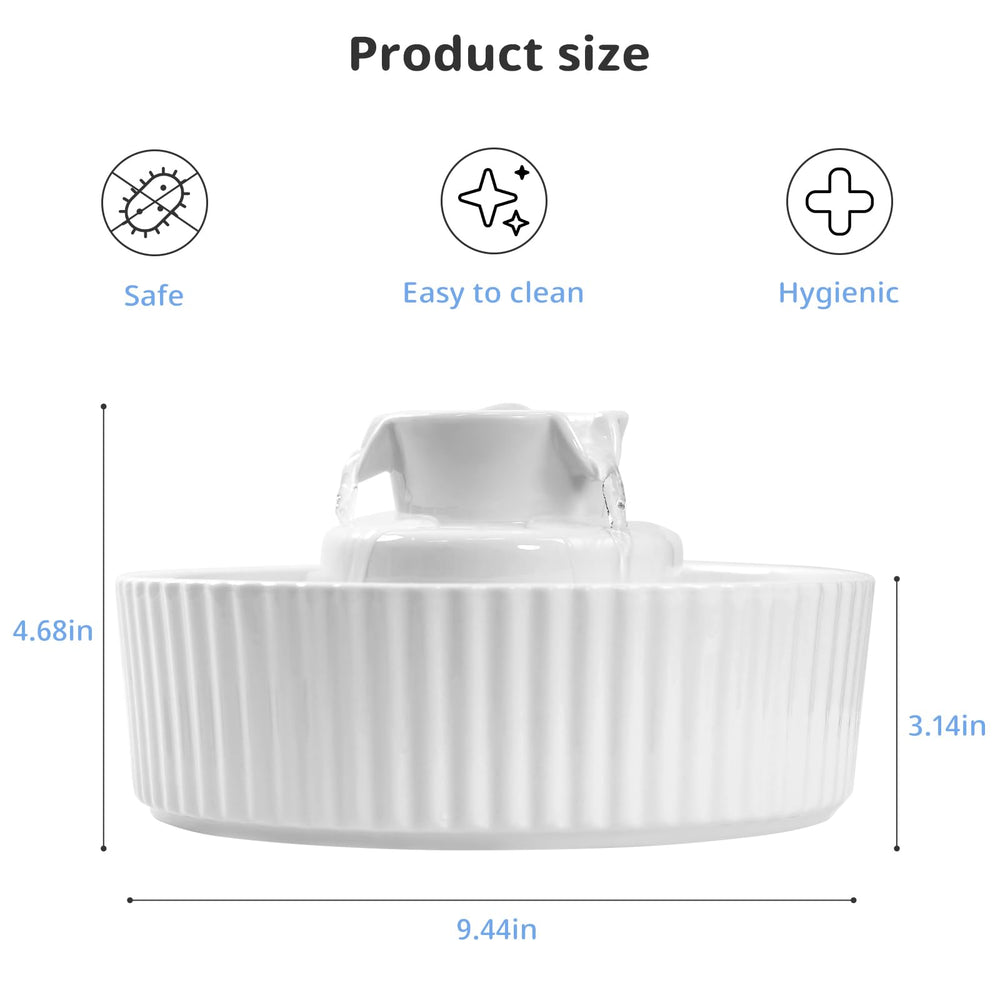 Waatoos fuente cerámica, flujo 360 grados para acceso cómodo.