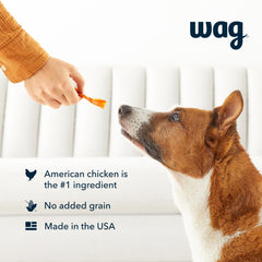 WAG Jerky textura masticable: textura firme para masticadores pacientes.