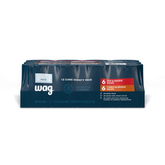 Wag Pate, lata 12.5oz, variedad Res y Pollo, ideal para mezclar con kibble.