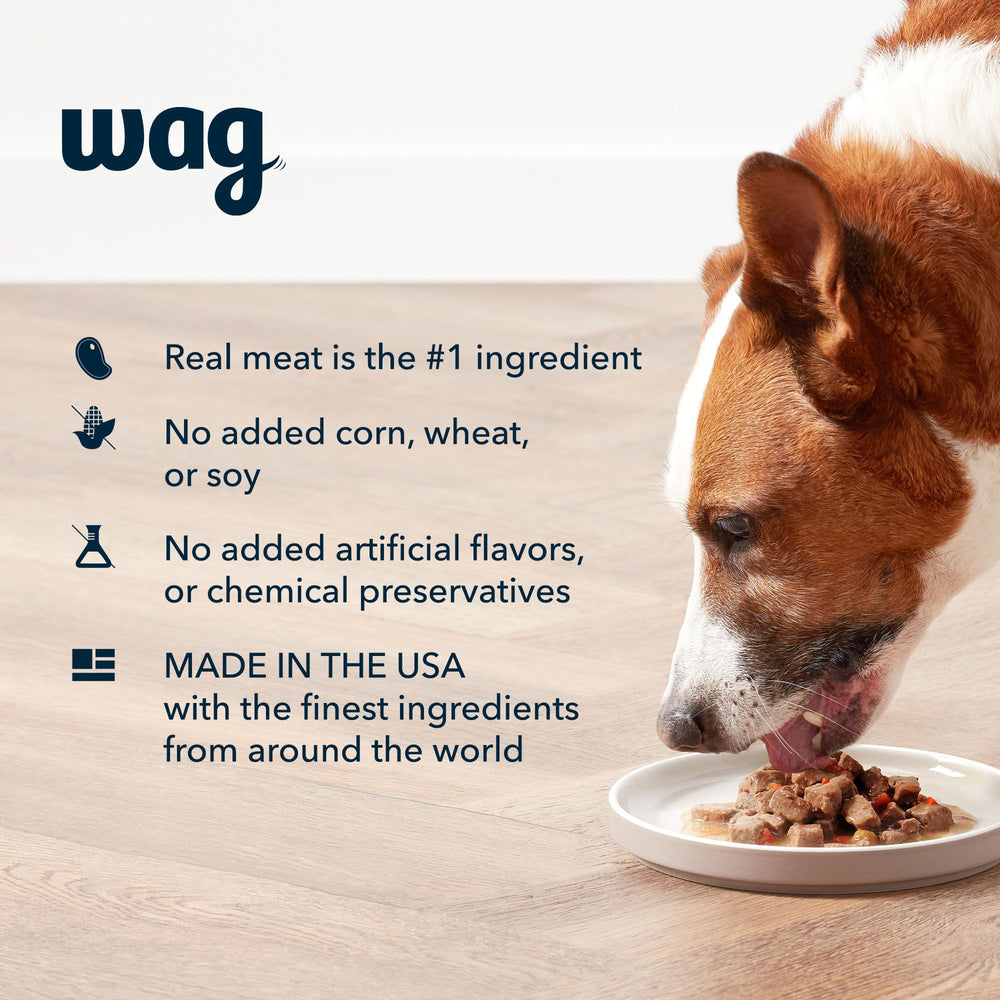 Wag Pate hecho en EE. UU., ingredientes globales para alimentar diariamente.