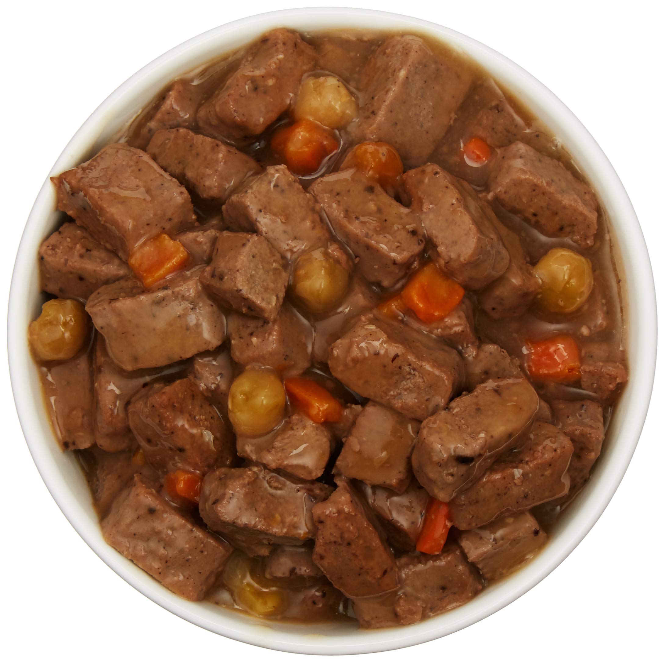Perro disfruta Wag en tazón con comida húmeda.