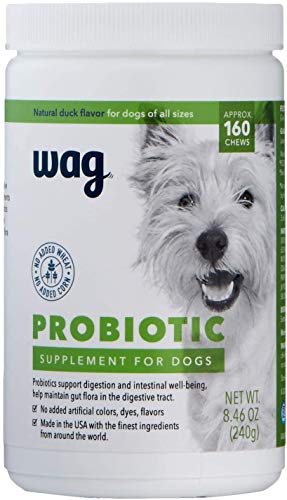 WAG probióticos para perros, gomitas, botella de 160 unidades, apoyo digestivo