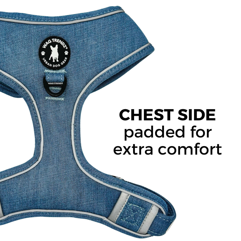 Arnés Wag Trendz con detalles denim exterior para resistencia y look.